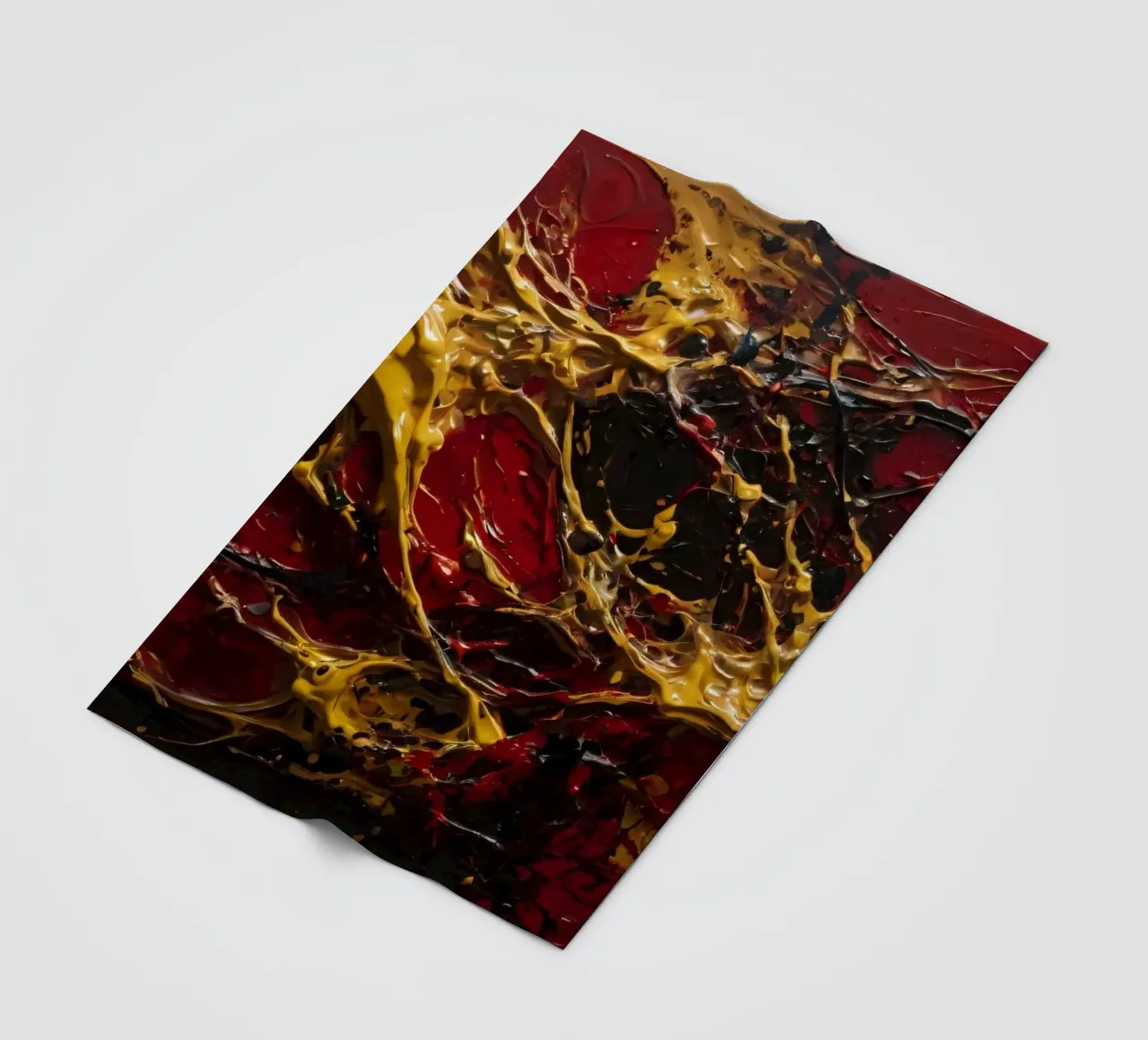 Abstract expressionistisch kunstwerk met levendig rood, zwart, fleecedeken van DesignDoodle