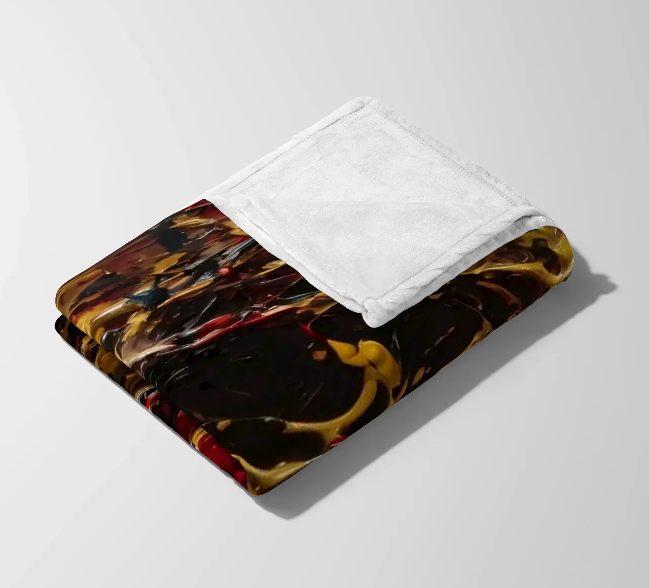 Abstract expressionistisch kunstwerk met levendig rood, zwart, fleecedeken van DesignDoodle