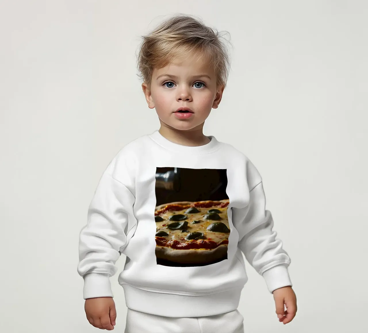 Deliziosa pizza fatta in casa condita con basilico fresco e mozzarelle felpa neonato da DesignDoodle