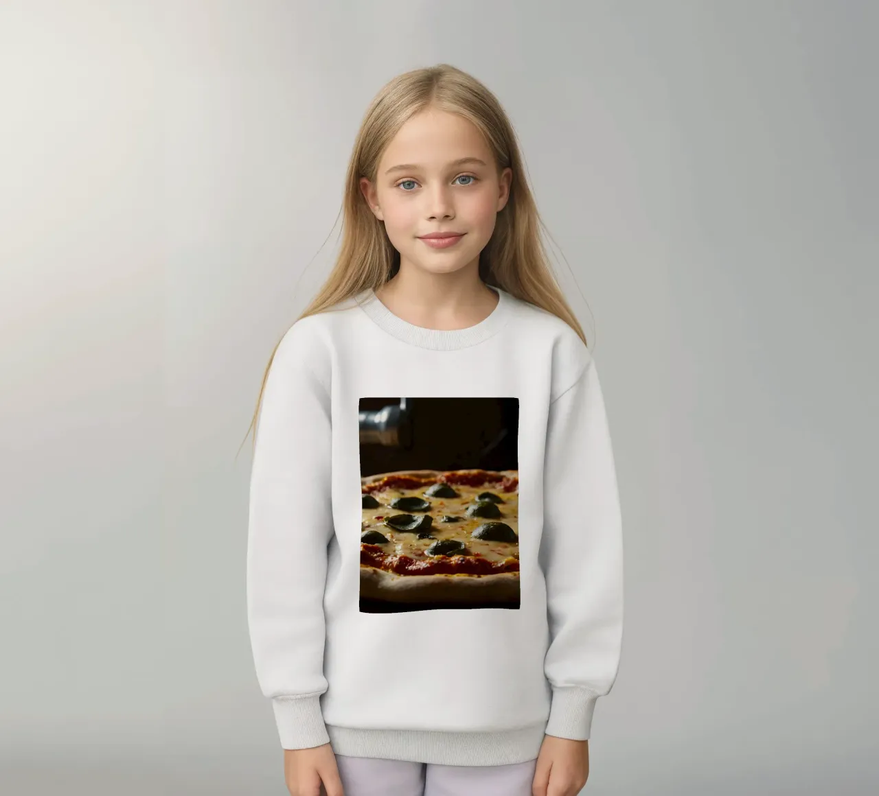 Deliziosa pizza fatta in casa condita con basilico fresco e mozzarelle felpa bambino da DesignDoodle