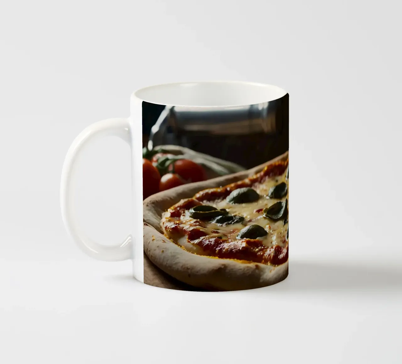 Deliziosa pizza fatta in casa condita con basilico fresco e mozzarelle tazza in ceramica da DesignDoodle