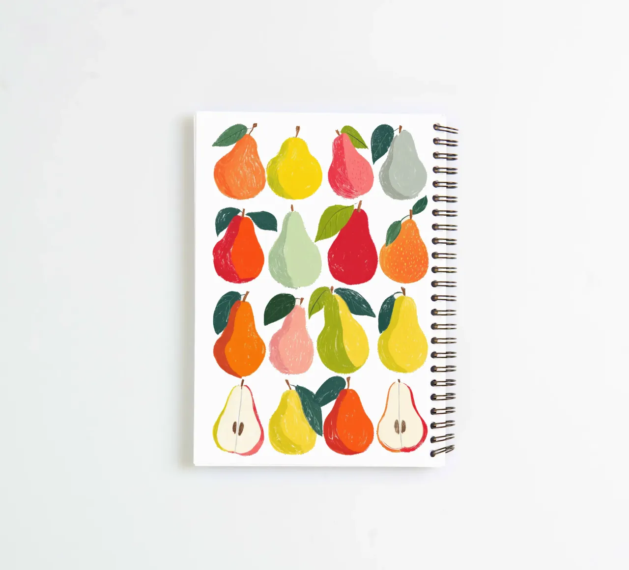 Colorful Pear Variety Art spiral notebook by Melloi Art Print