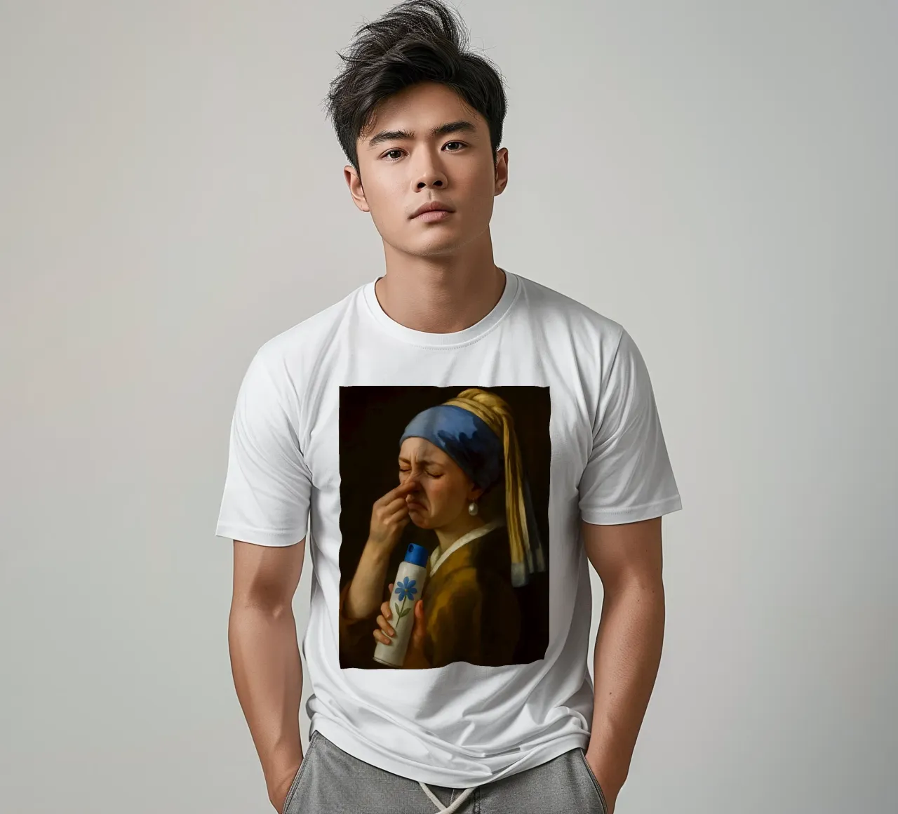 Chica con un pendiente de perla Cuarto de baño WC camiseta de ARTOMATIC