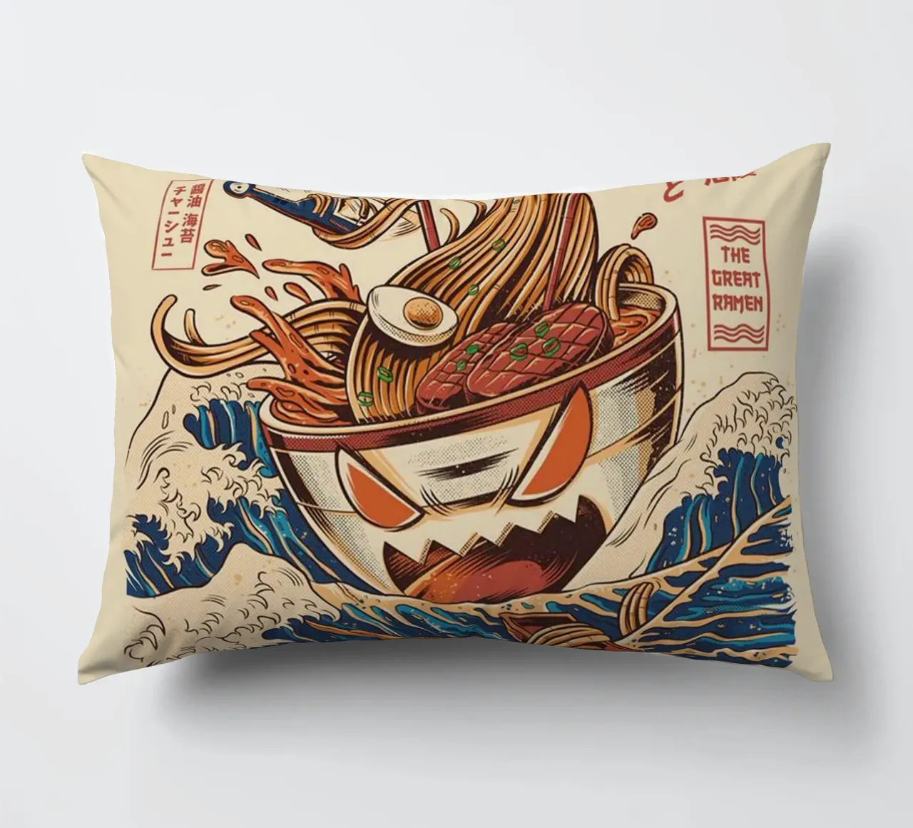 The Great Ramen decorative cushion by Waylons Studio