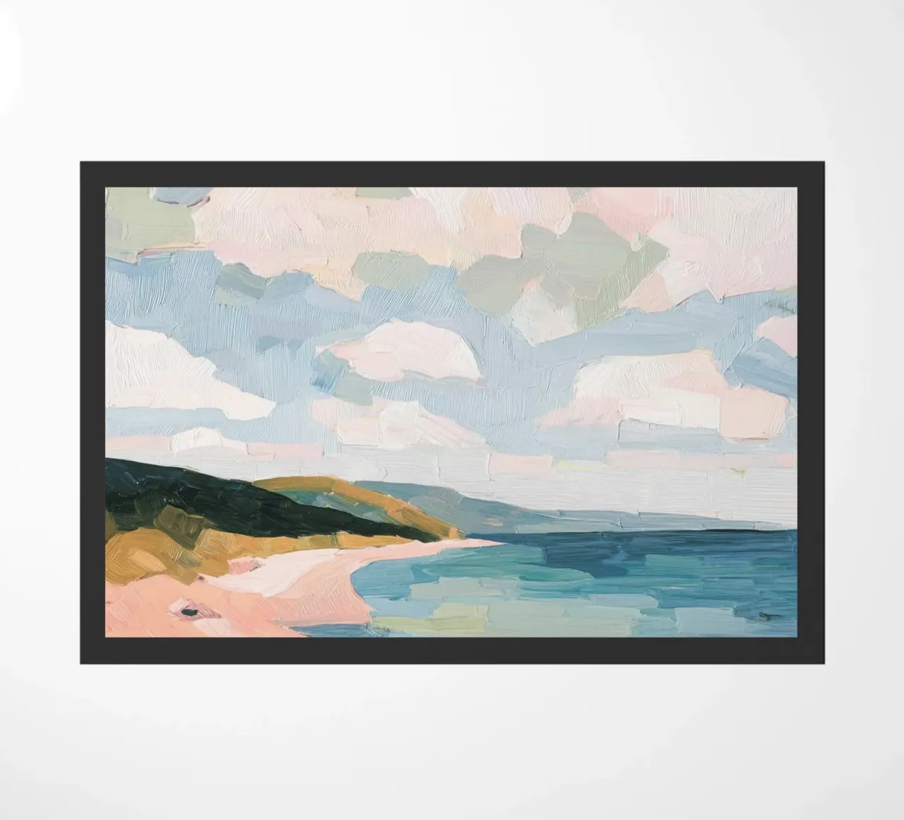 Abstract Coastal Landscape Oil Painting doormat by Melloi Art Print