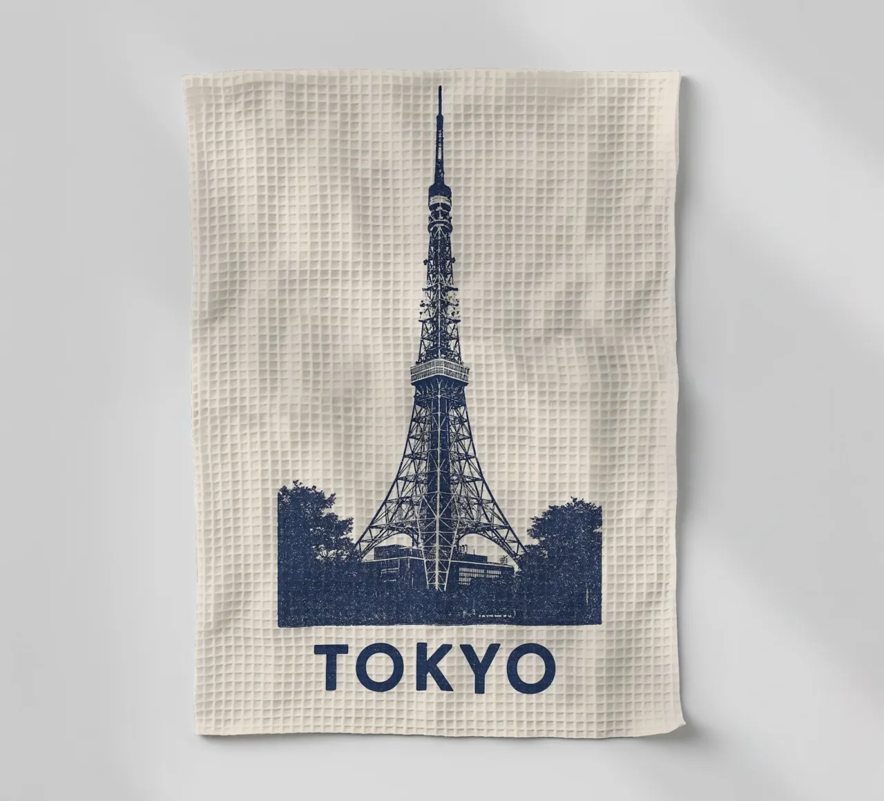Urban Icon: Tokyo – Linocut Series tea towel by Studio Mooodz