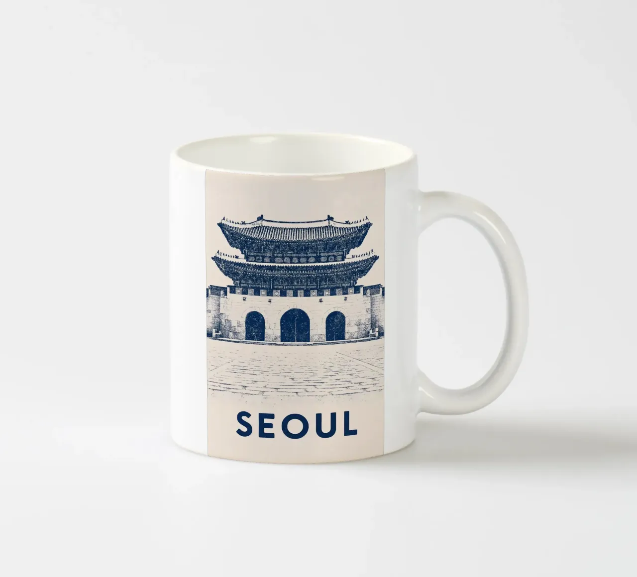 Seoul – Gwanghwamun Print – Linocut Series tazza in ceramica da Studio Mooodz