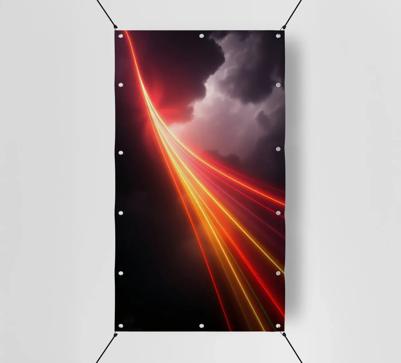 astratto con scie di luce dinamiche su un cielo scuro e tempestoso telo in pvc da DesignDoodle