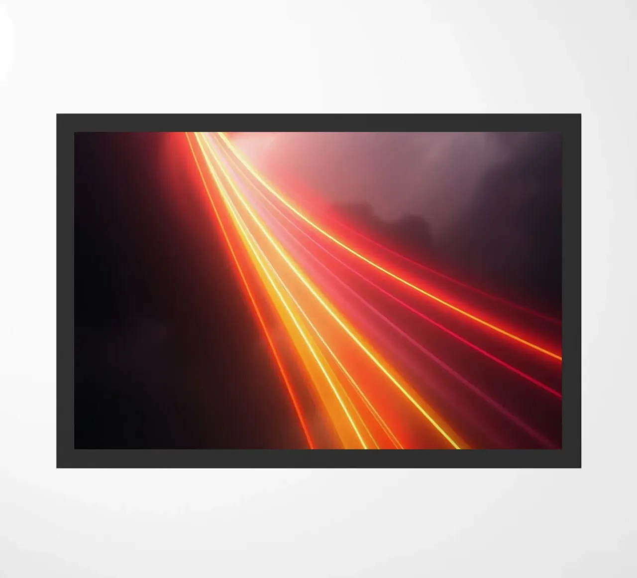 astratto con scie di luce dinamiche su un cielo scuro e tempestoso zerbino da DesignDoodle