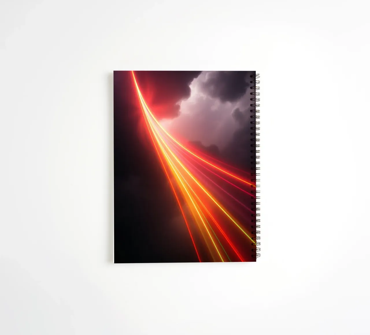 abstract with dynamic light trails against a dark stormy sky spiral notebook by DesignDoodle