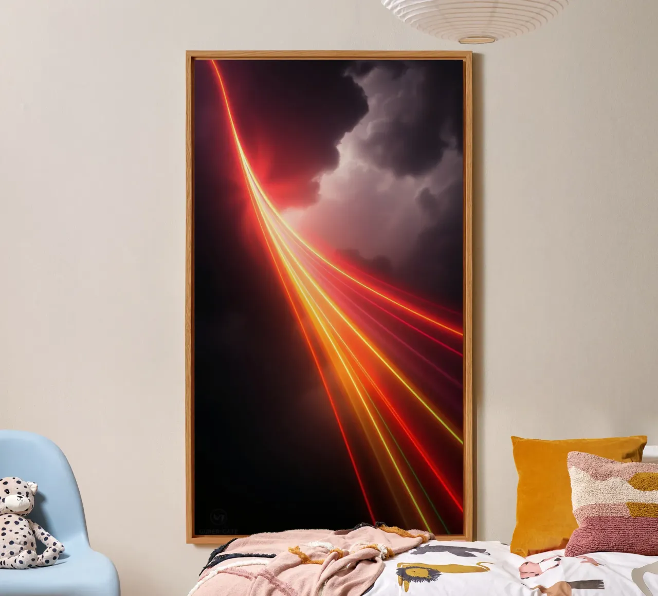 astratto con scie di luce dinamiche su un cielo scuro e tempestoso pannello forex da DesignDoodle