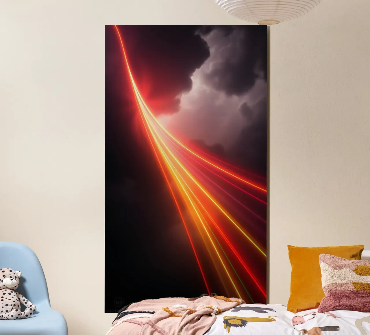 astratto con scie di luce dinamiche su un cielo scuro e tempestoso pannello forex da DesignDoodle