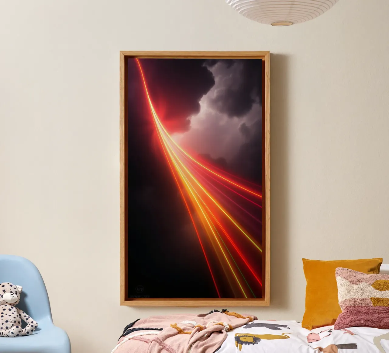 astratto con scie di luce dinamiche su un cielo scuro e tempestoso tela da DesignDoodle