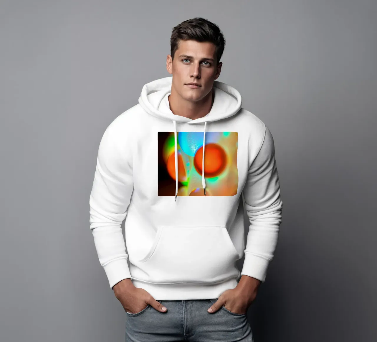 Disegno astratto colorato con bolle illuminate felpa con cappuccio da DesignDoodle