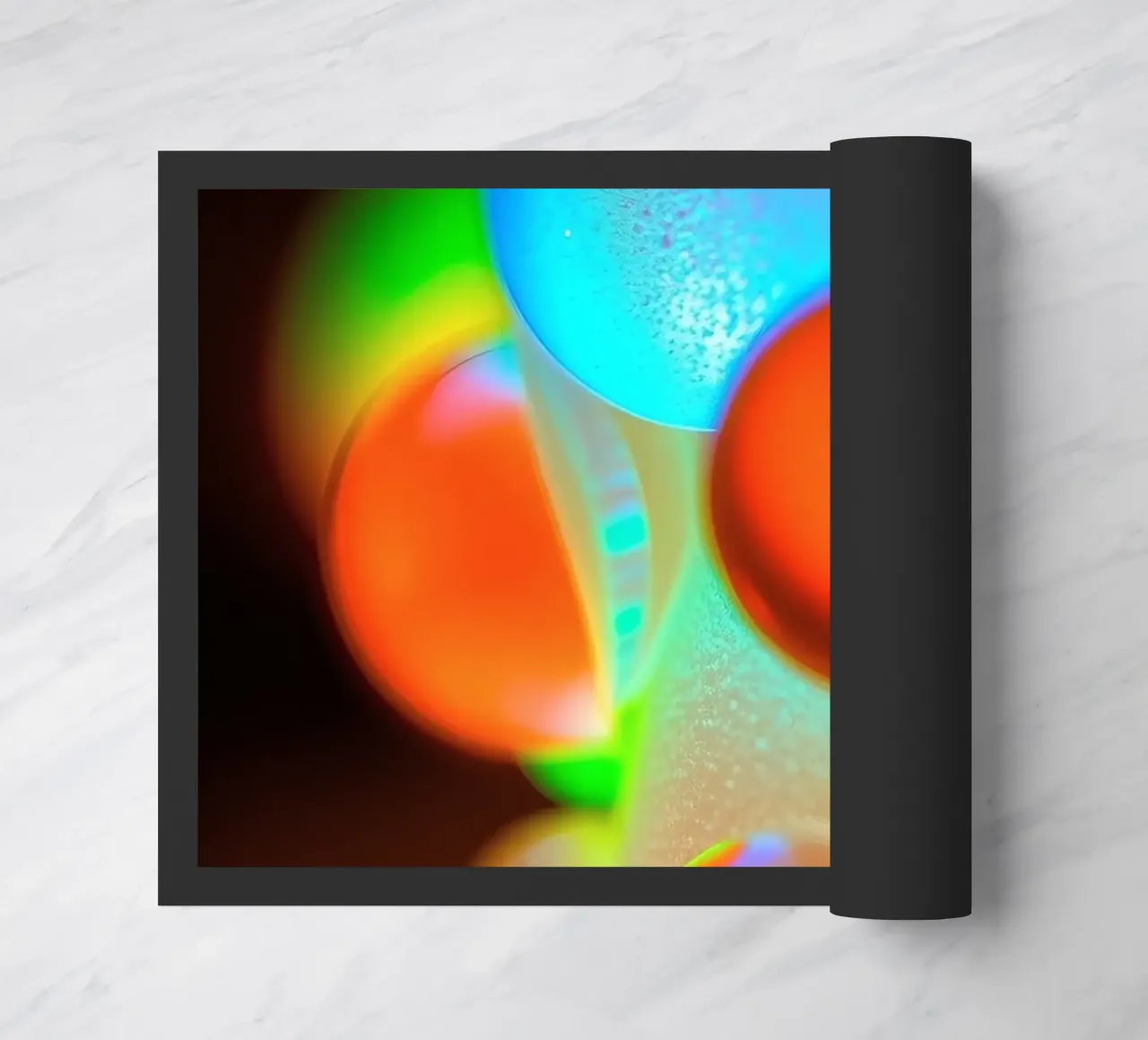 Colorful abstract design with illuminated bubbles doormat by DesignDoodle