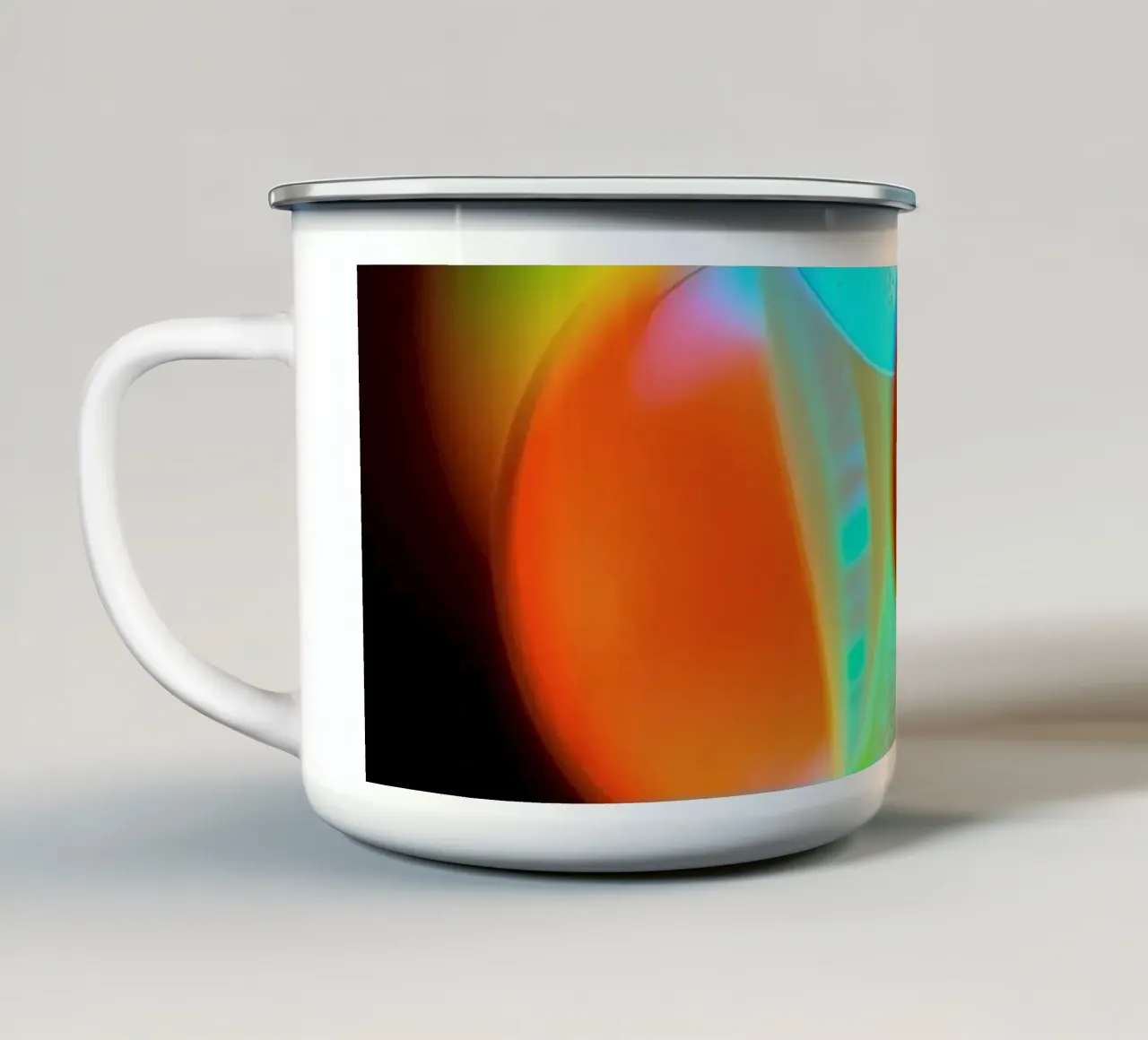 Kleurrijk abstract ontwerp met verlichte bellen emaille mok van DesignDoodle