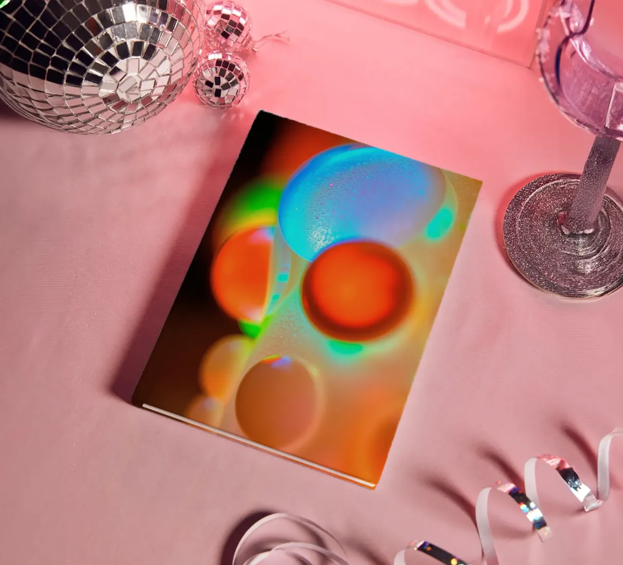 Colorful abstract design with illuminated bubbles notebook by DesignDoodle