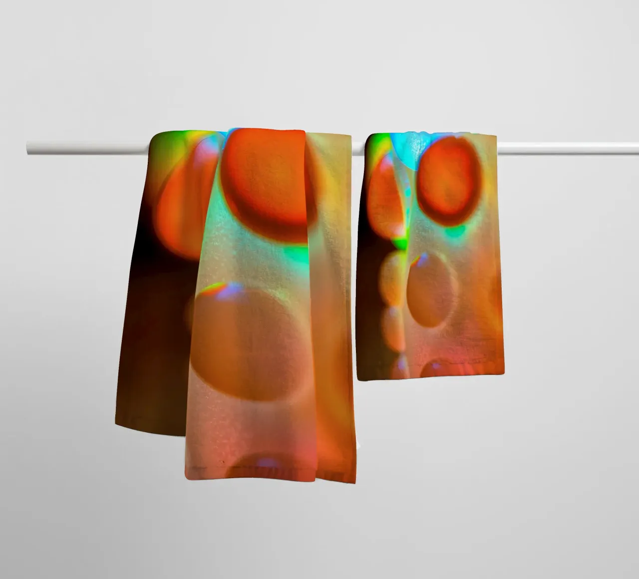 Colorful abstract design with illuminated bubbles towel by DesignDoodle