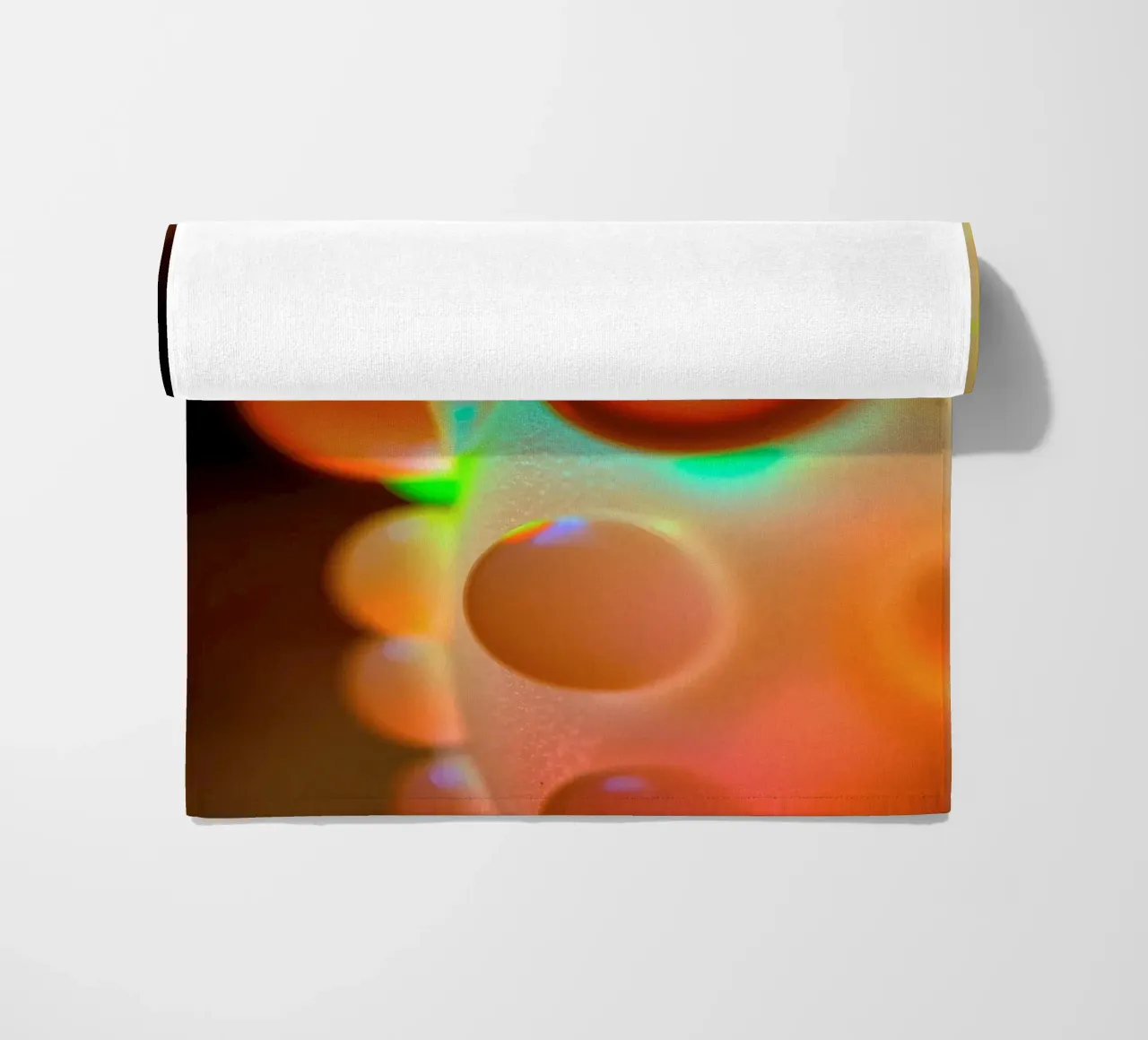 Colorful abstract design with illuminated bubbles beach towel by DesignDoodle