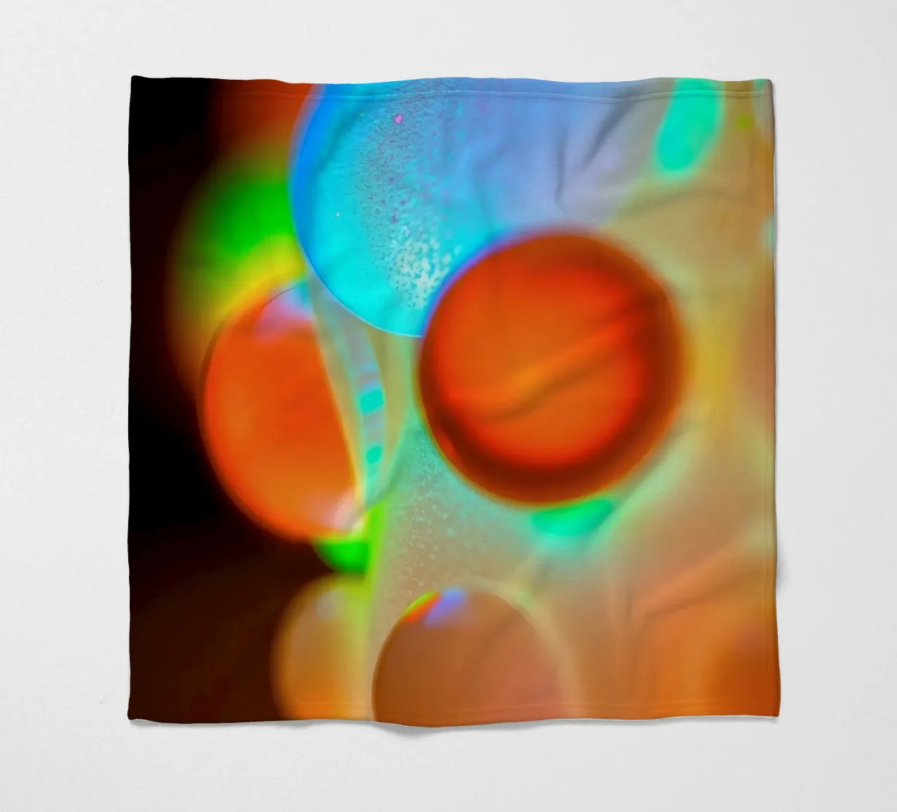 Colorful abstract design with illuminated bubbles fleece blanket by DesignDoodle