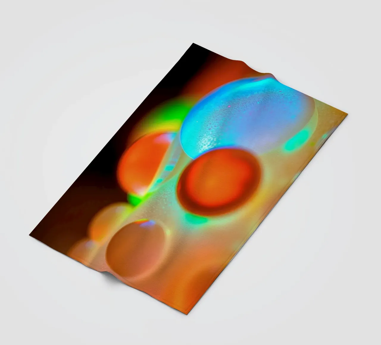 Colorful abstract design with illuminated bubbles fleece blanket by DesignDoodle