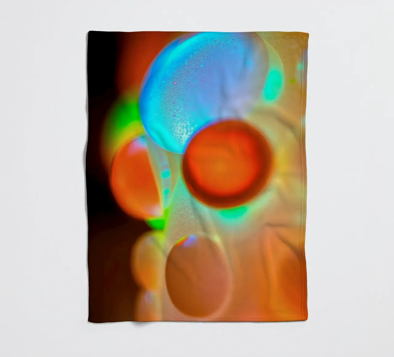 Colorful abstract design with illuminated bubbles fleece blanket by DesignDoodle