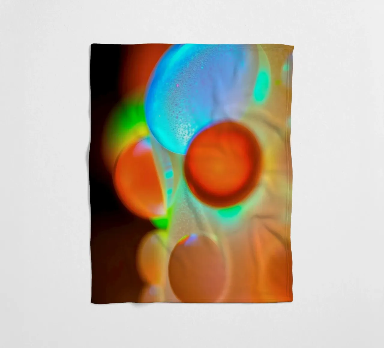 Colorful abstract design with illuminated bubbles fleece blanket by DesignDoodle