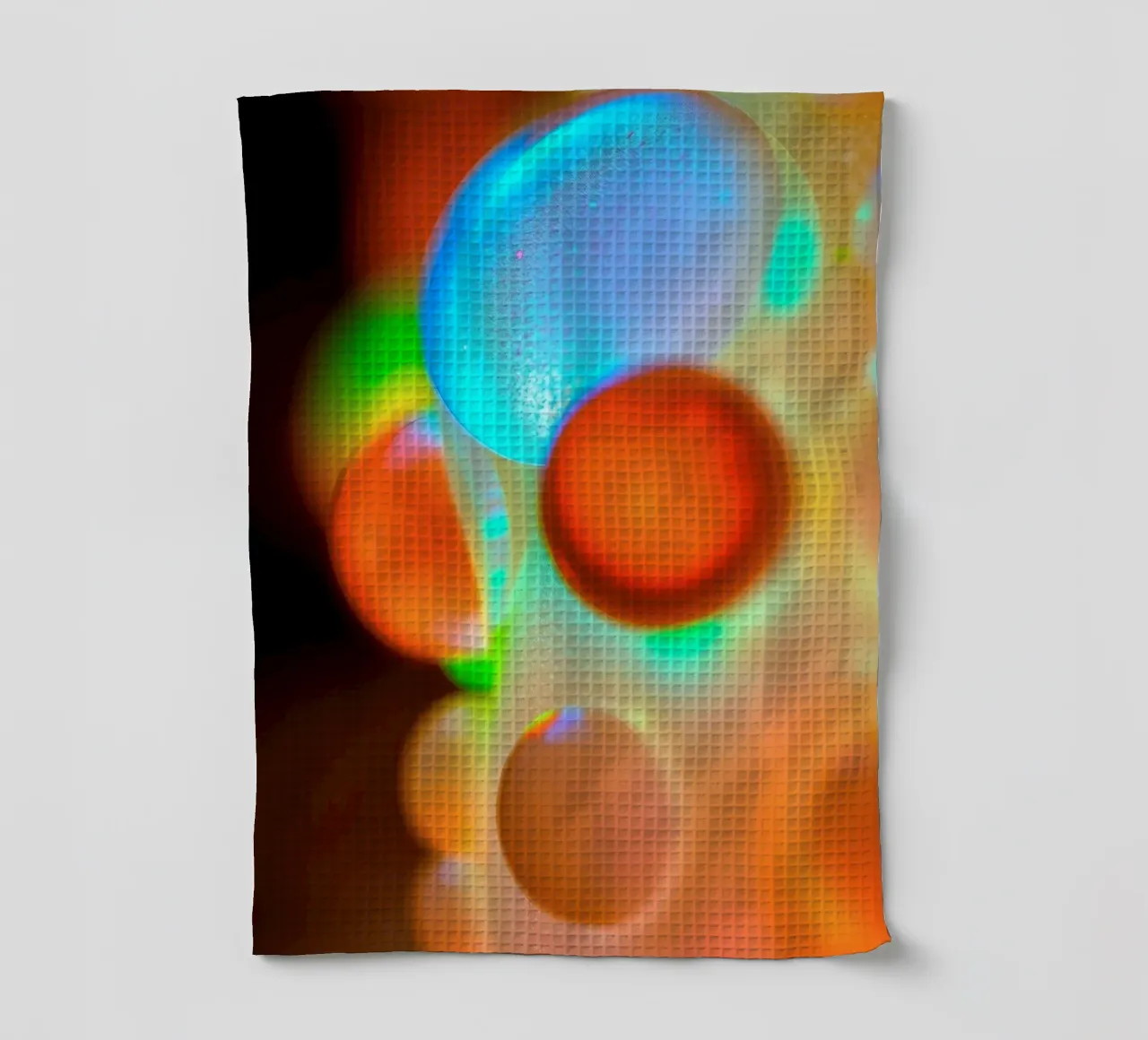 Motif abstrait coloré avec des bulles illuminées torchon de DesignDoodle