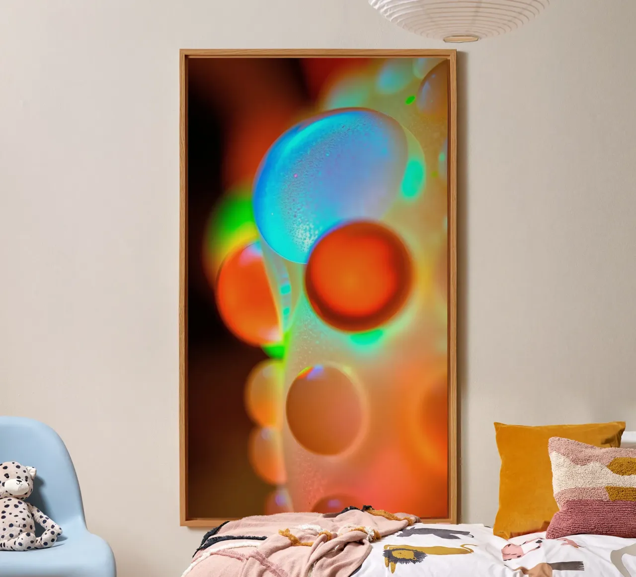 Colorful abstract design with illuminated bubbles alu-dibond by DesignDoodle