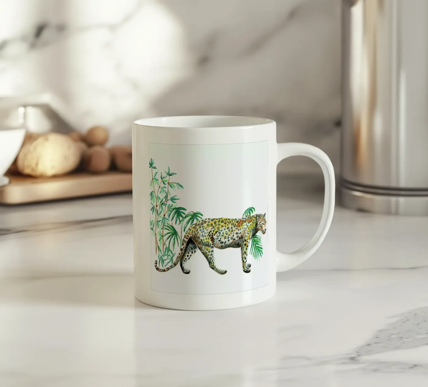Leopard keramische mok van Femke Zwaan