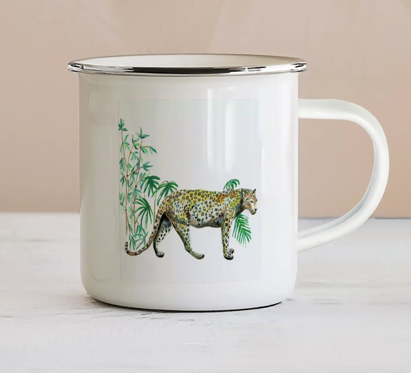 Leopard tazza in smalto da Femke Zwaan