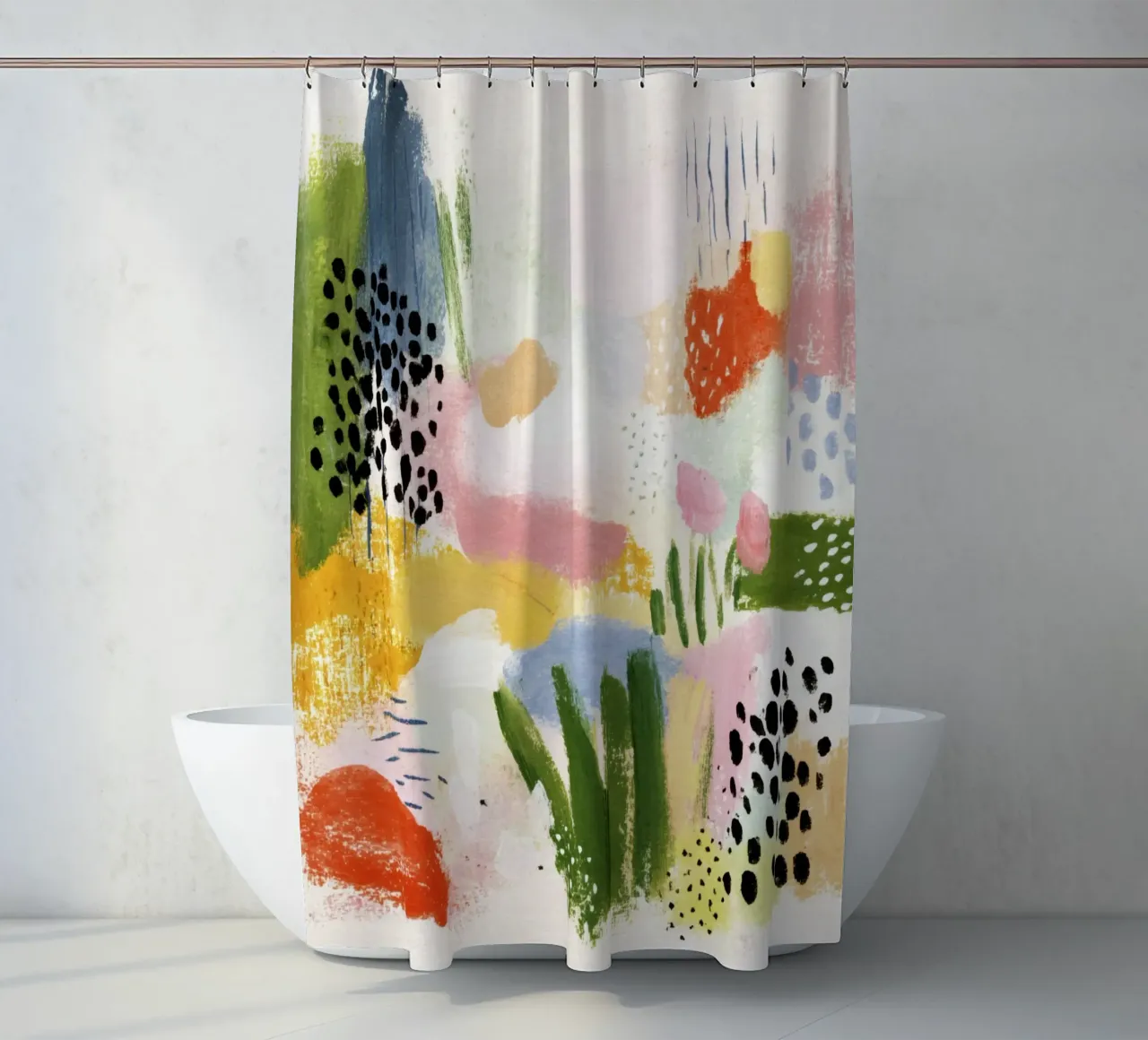 Retro Color Harmony with Organic Shapes shower curtain by Stilrausch