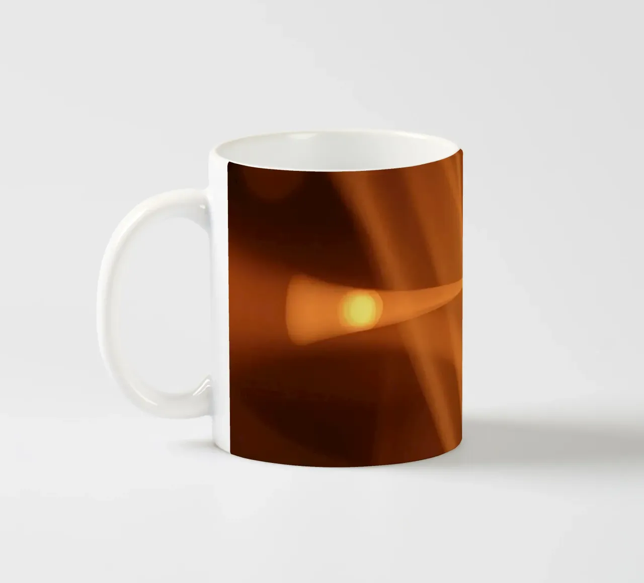 abstracte oranje achtergrond warme en uitnodigende sfeer keramische mok van DesignDoodle