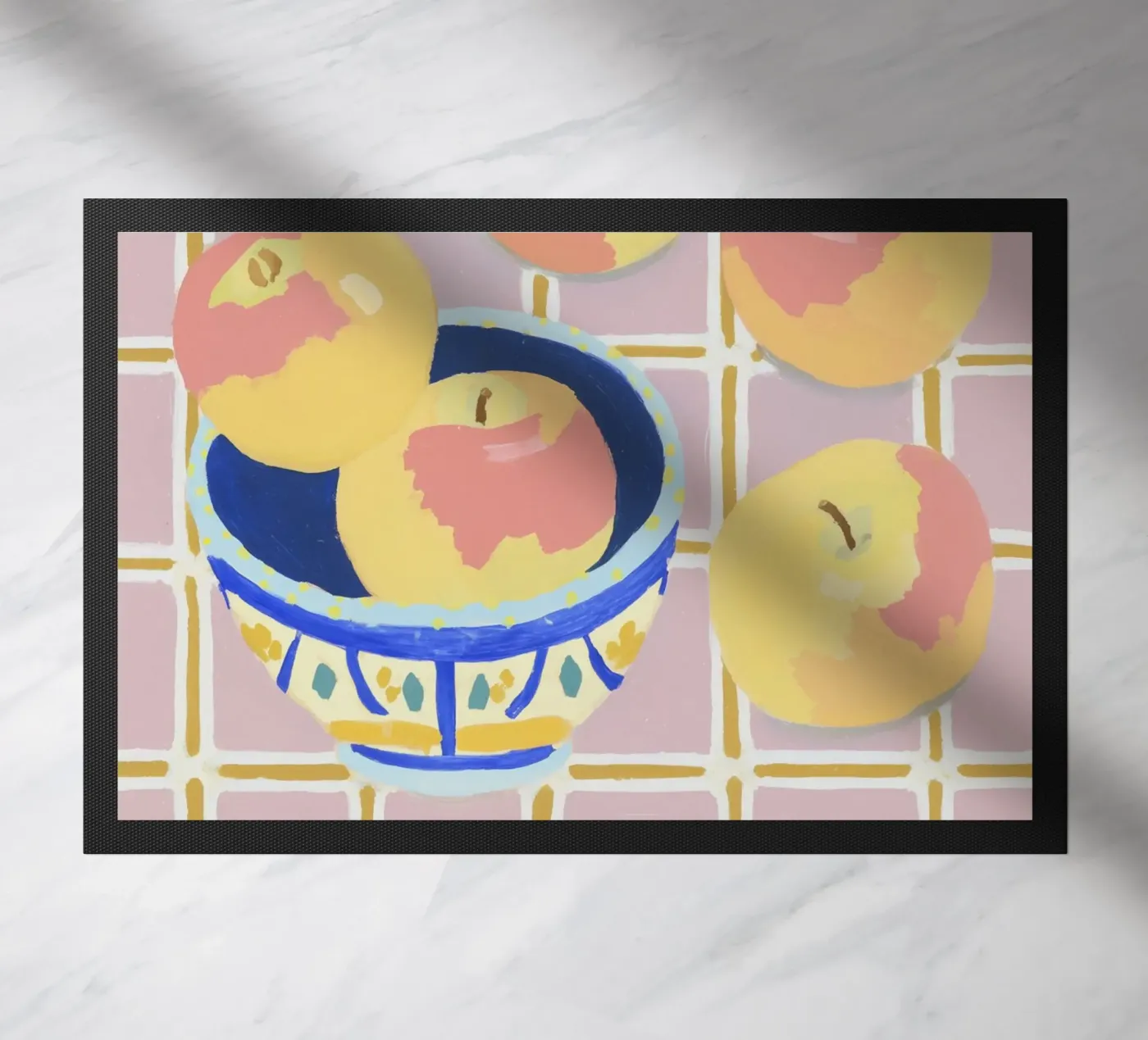 Check pattern with apples deurmat van Carinaprint