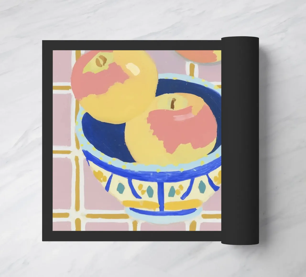 Check pattern with apples doormat by Carinaprint