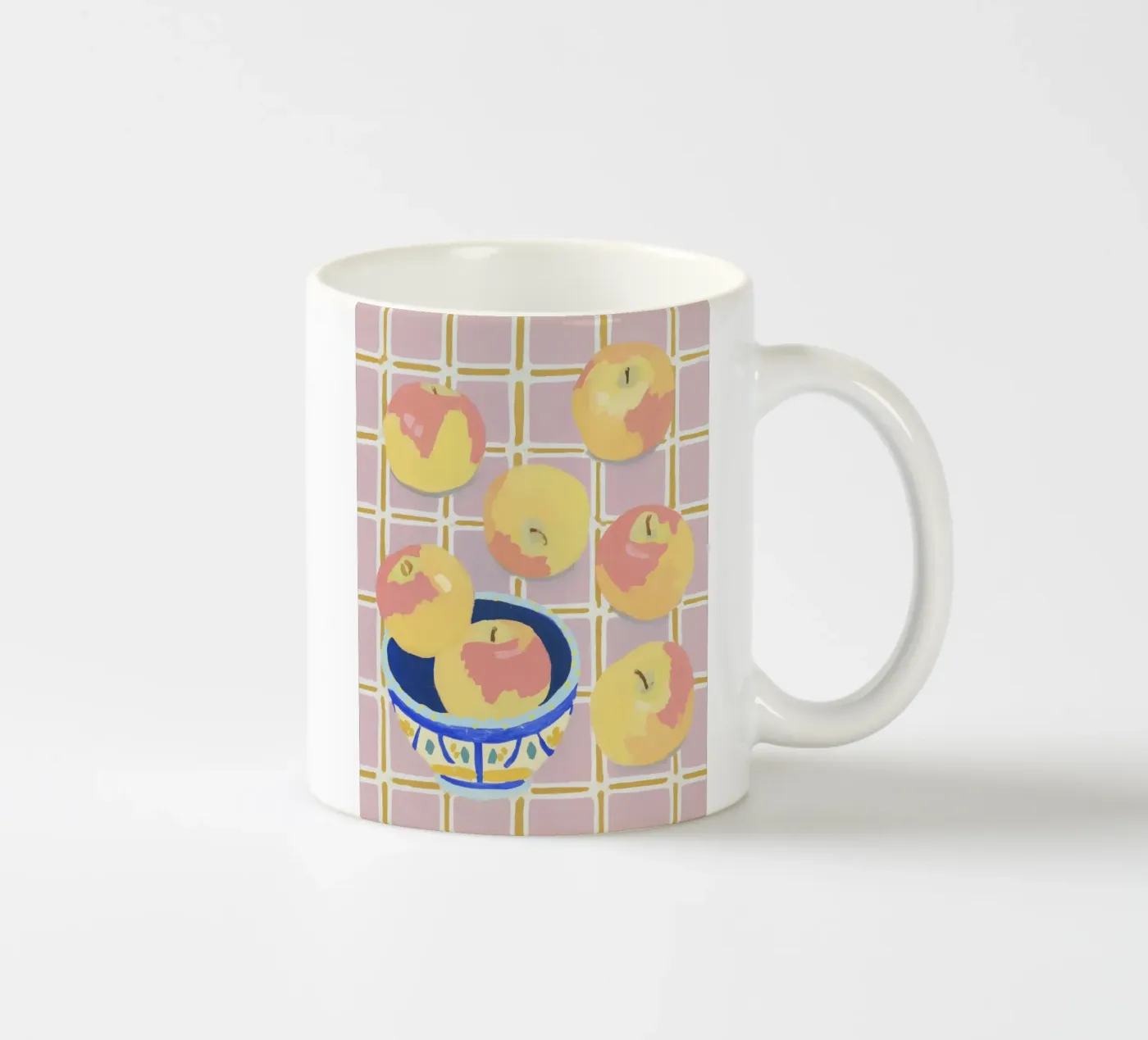 Check pattern with apples ceramic mug by Carinaprint