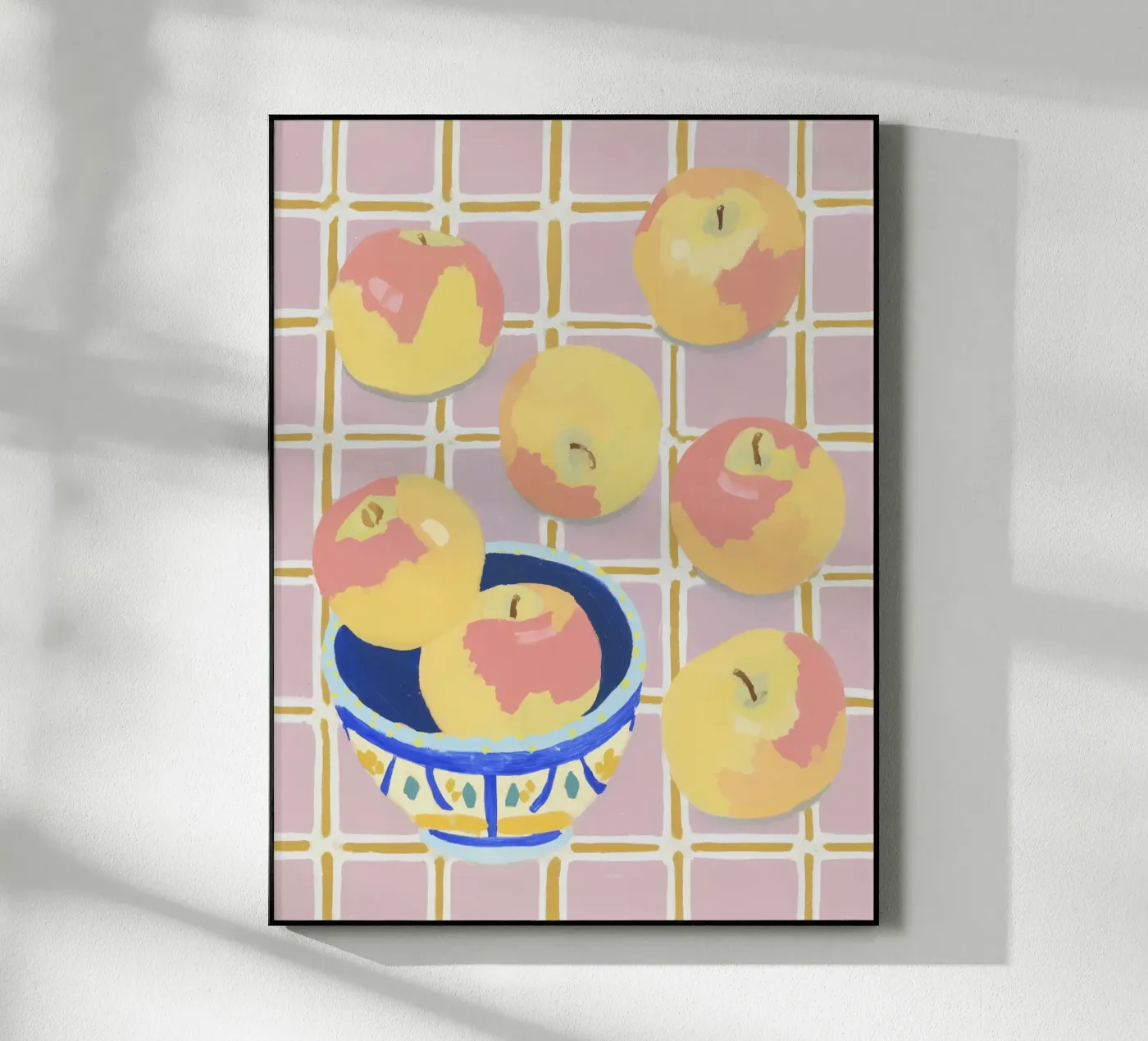 Check pattern with apples Acryl-Glas von Carinaprint