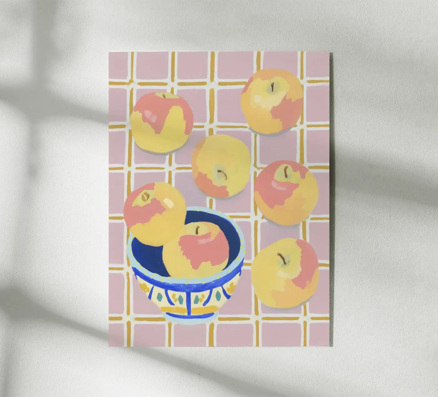 Check pattern with apples Acryl-Glas von Carinaprint