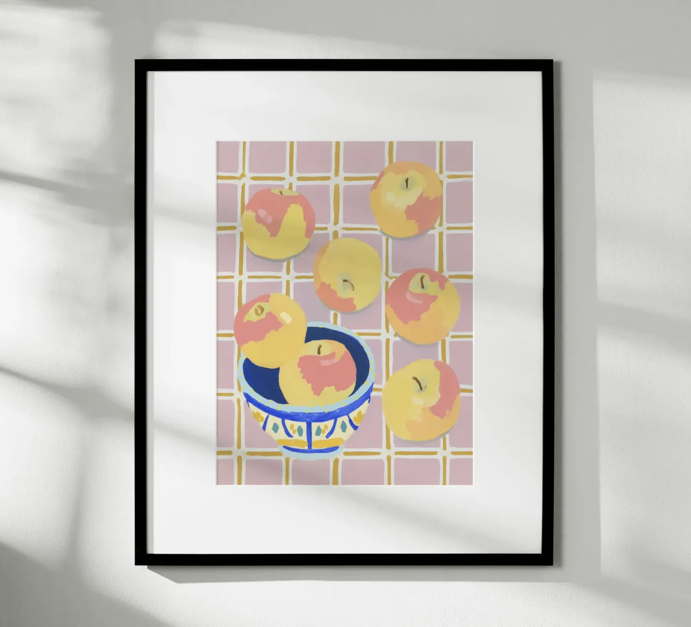 Check pattern with apples poster da Carinaprint