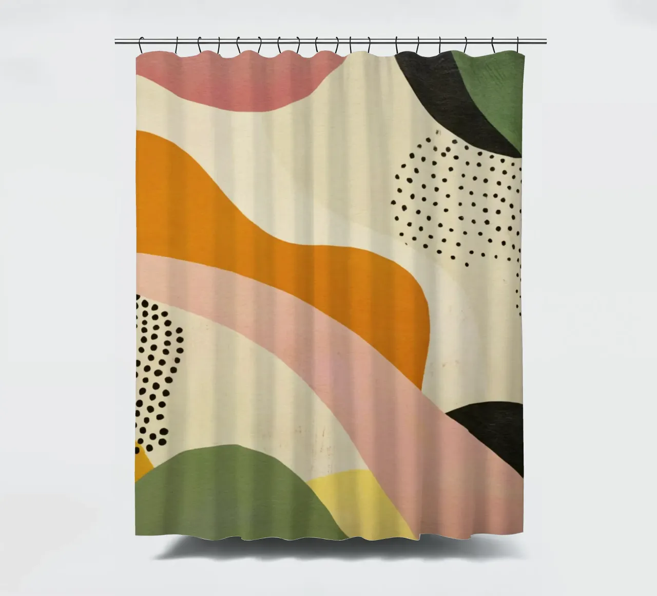 Abstracte vormcompositie in retro tinten douchegordijn van Stilrausch