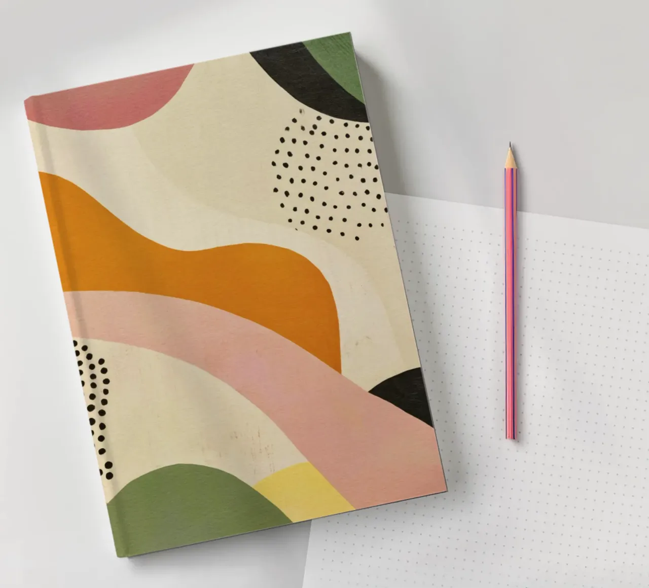 Abstract Form Composition in Retro Hues notebook by Stilrausch