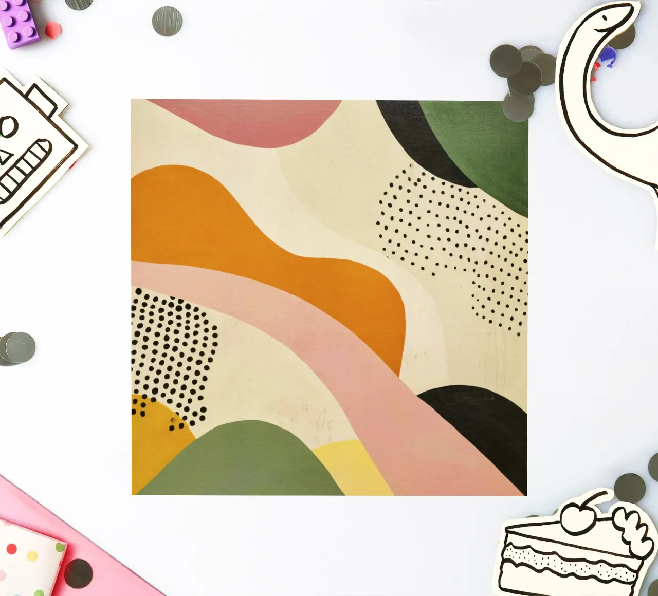 Abstract Form Composition in Retro Hues sticker by Stilrausch