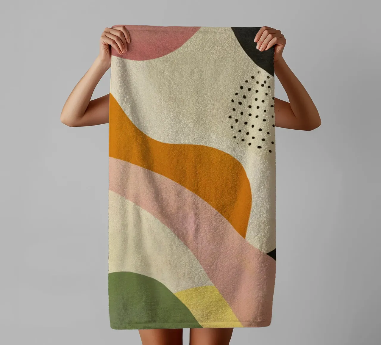 Abstract Form Composition in Retro Hues towel by Stilrausch