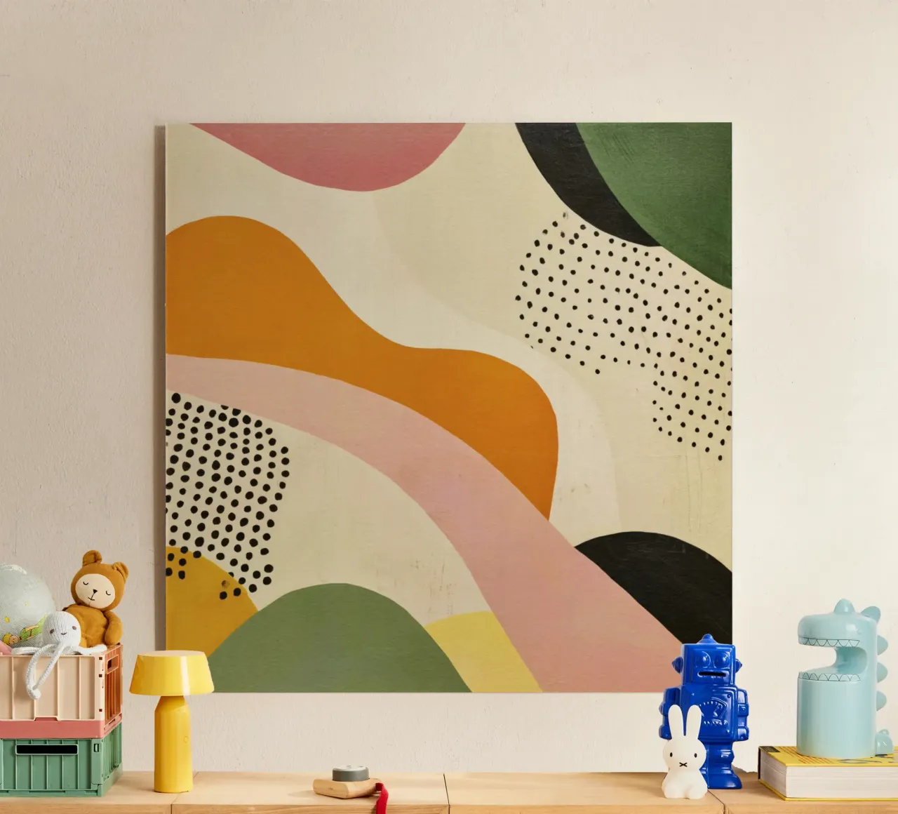 Composizione di forme astratte in tonalità retrò plexiglass da Stilrausch