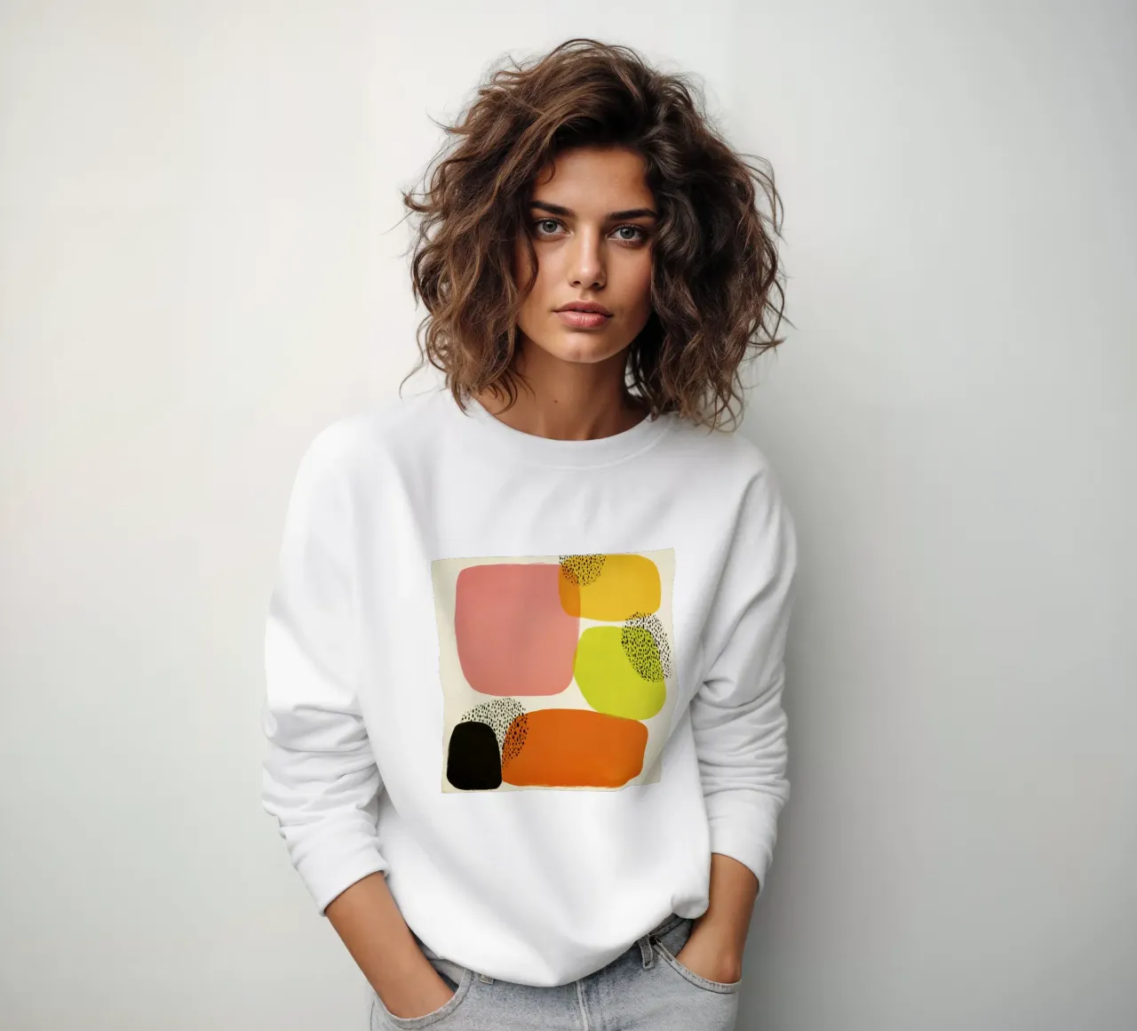 Composizione astratta di forma retrò in stile metà secolo felpa da Stilrausch