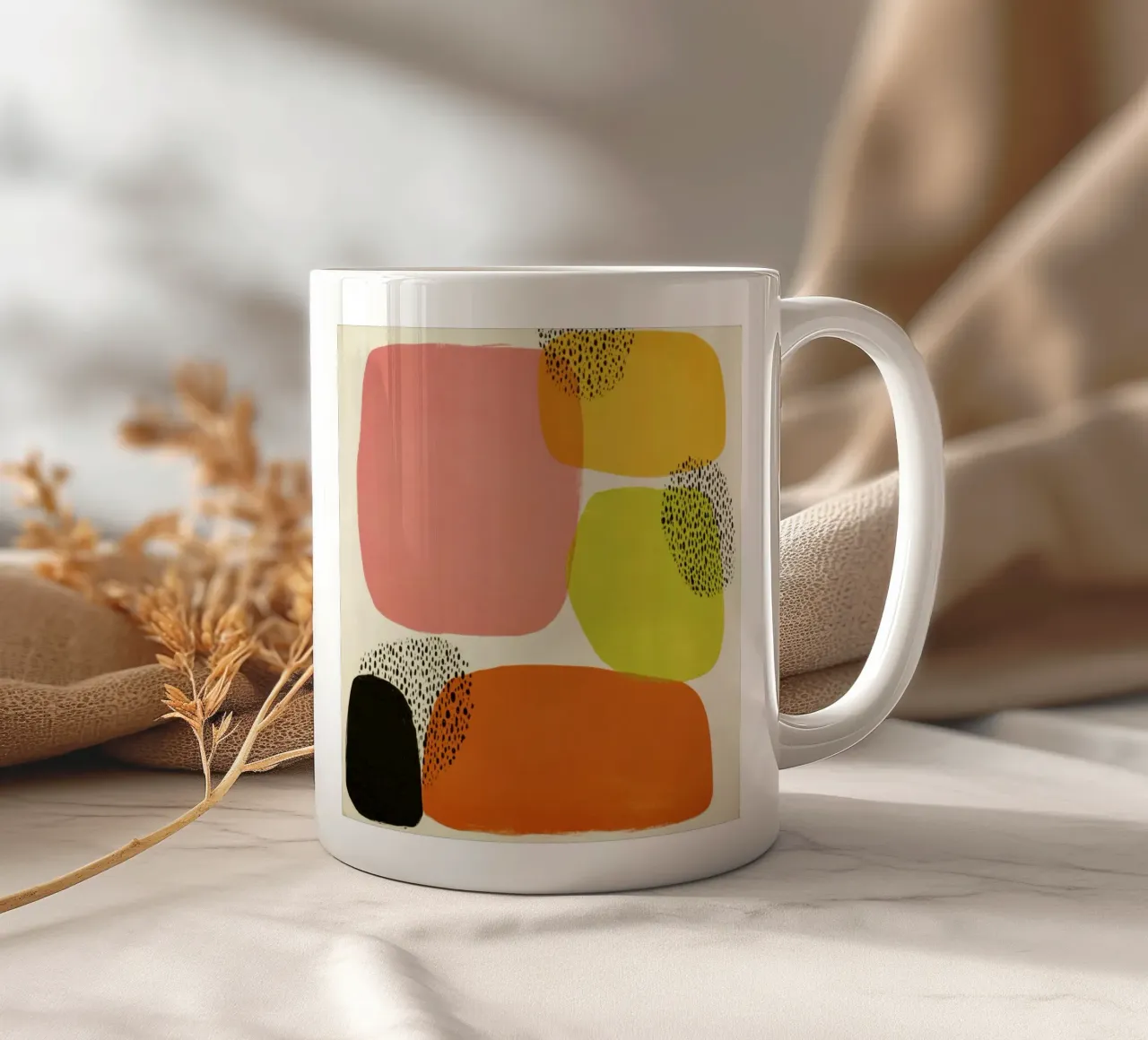 Composition abstraite de forme rétro dans le style du milieu du siècle mug en céramique de Stilrausch