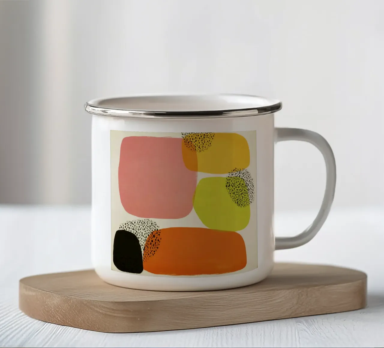 Abstrakte Retro-Form-Komposition im Mid-Century-Stil Emaille Tasse von Stilrausch