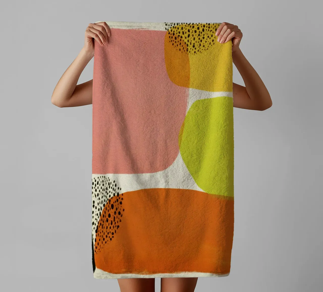 Composición abstracta de formas retro en estilo de mediados de siglo toalla de baño de Stilrausch