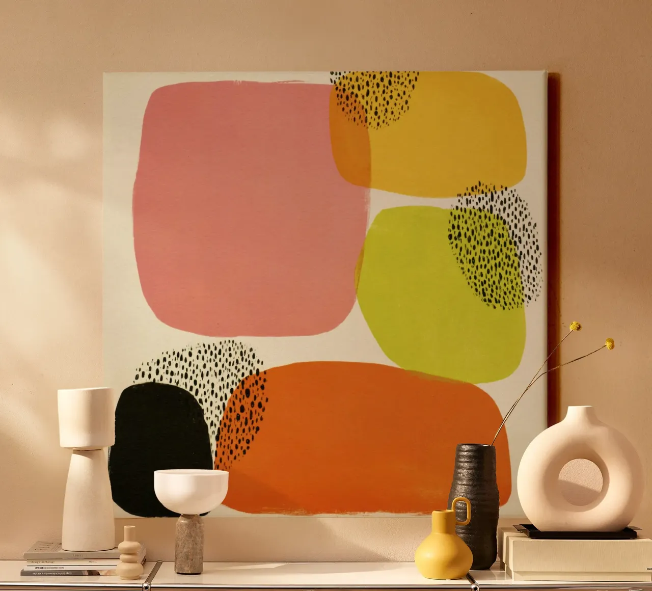 Abstracte Retro Vorm Compositie in Midden-Eeuwse Stijl canvas van Stilrausch