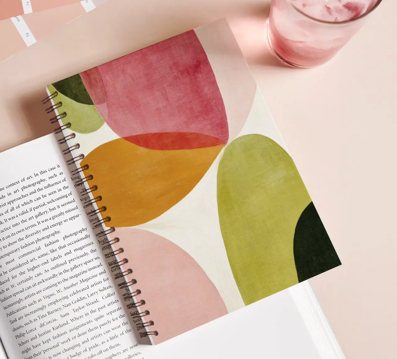 Abstract Form Composition in Retro Hues spiral notebook by Stilrausch